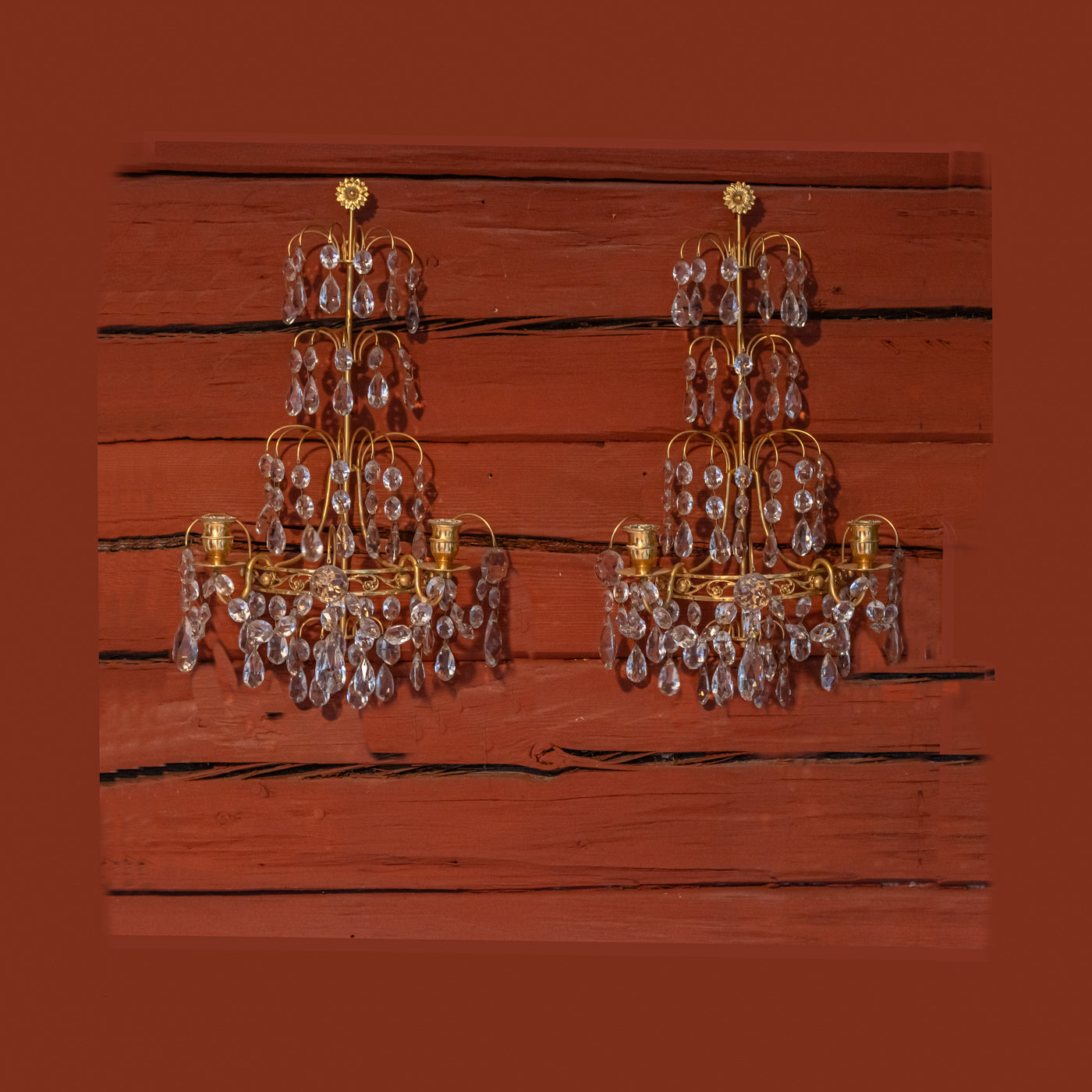 A pair of candle brass sconces