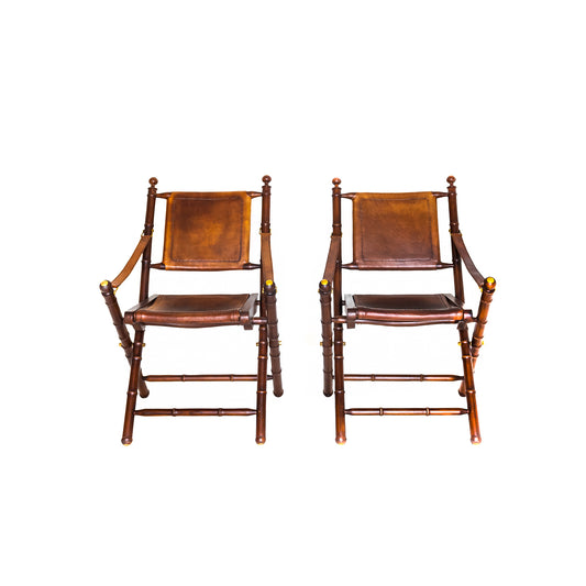 Leather and teak chairs